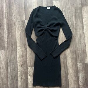 Abercrombie & Fitch Long-Sleeve Sweater Cutout Dress – Black | XS Petite